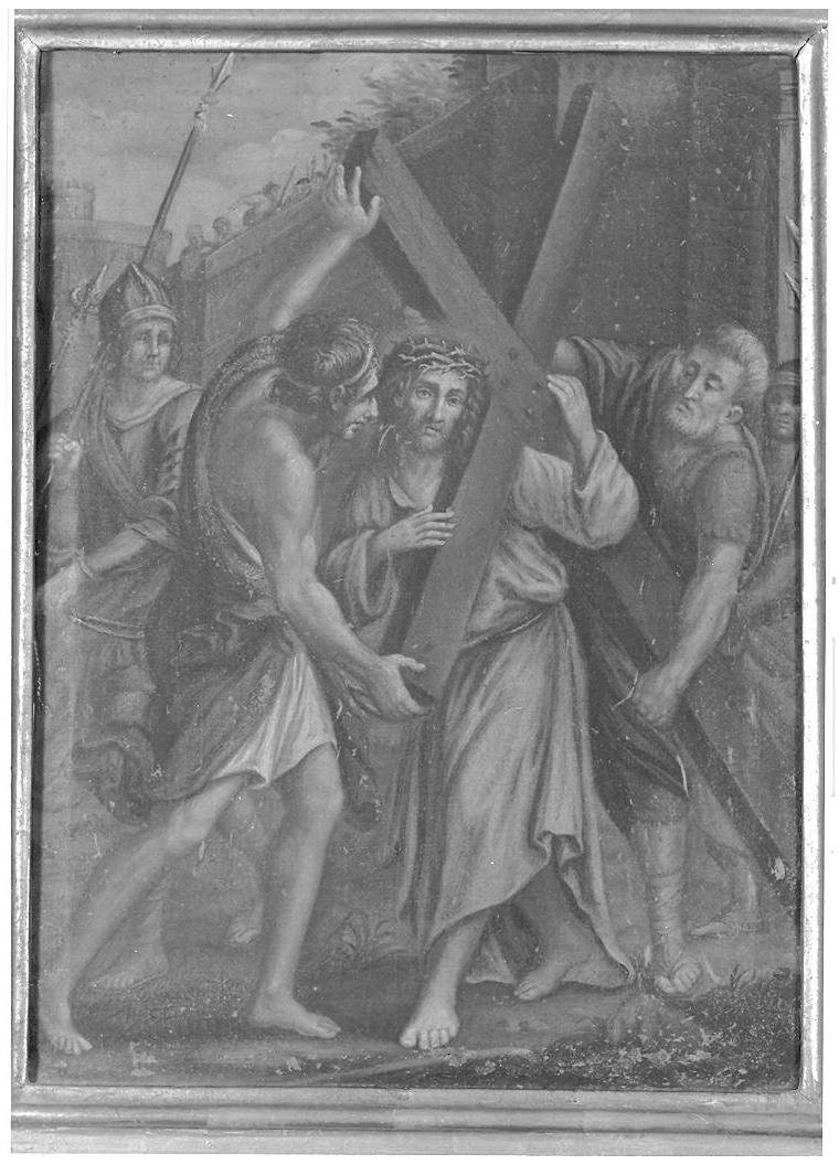 stazione II: Gesù caricato della croce (Via Crucis, elemento d'insieme) - ambito marchigiano (seconda metà sec. XVIII)