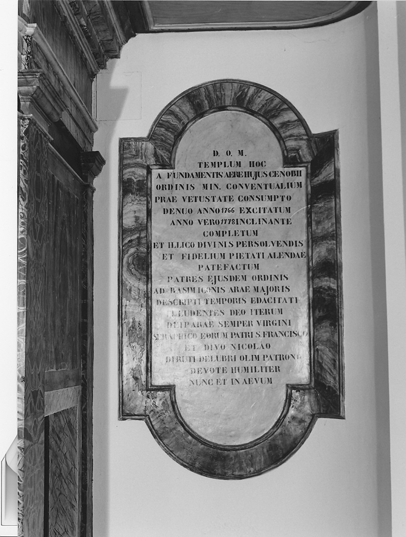 lapide commemorativa - ambito marchigiano (sec. XVIII)
