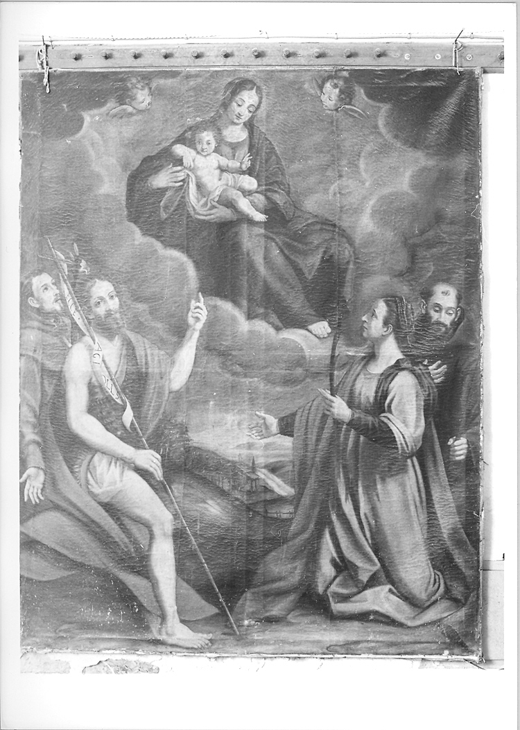 Madonna con Bambino e Santi (dipinto) di Fiori Federico detto Barocci (maniera) (sec. XVII)