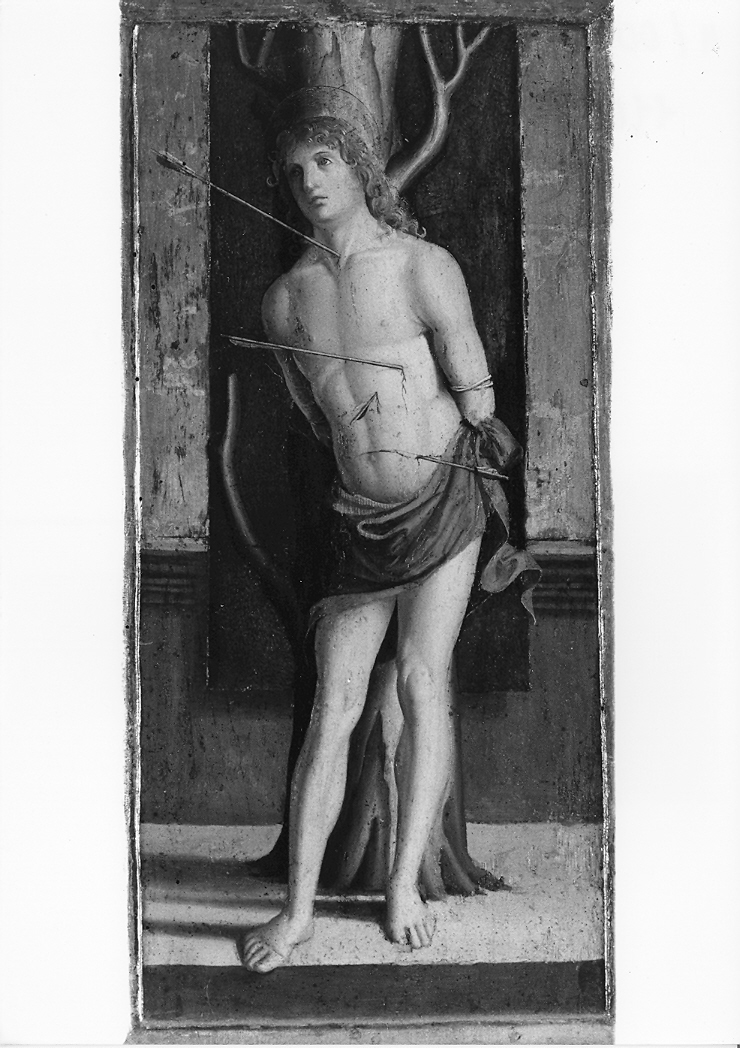 San Sebastiano (dipinto, elemento d'insieme) di Palmezzano Marco (sec. XVI)