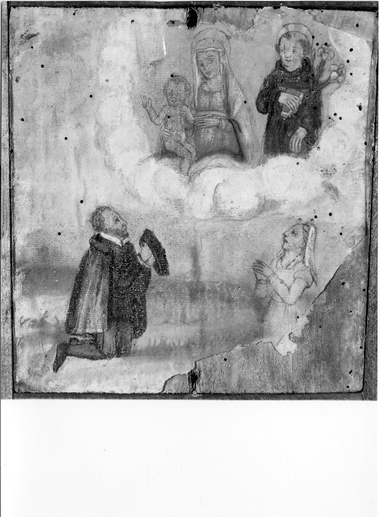 due coniugi pregano la Madonna e San Nicola da Tolentino (dipinto) - ambito marchigiano (sec. XVII)