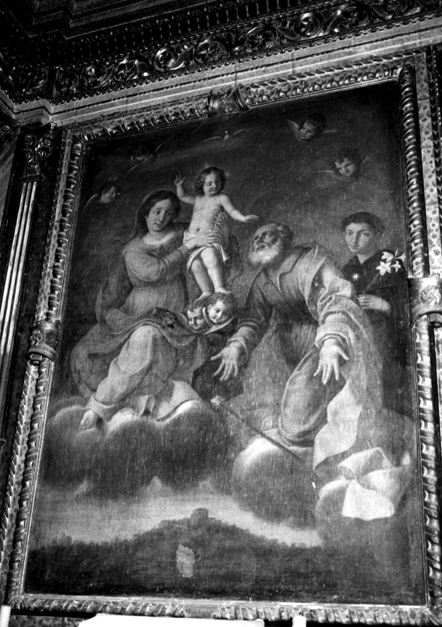 Madonna in gloria col Bambino tra i Santi Giuseppe e Nicola da Tolentino, Madonna con Bambino e Santi (pala d'altare, elemento d'insieme) - ambito marchigiano (fine sec. XVII)