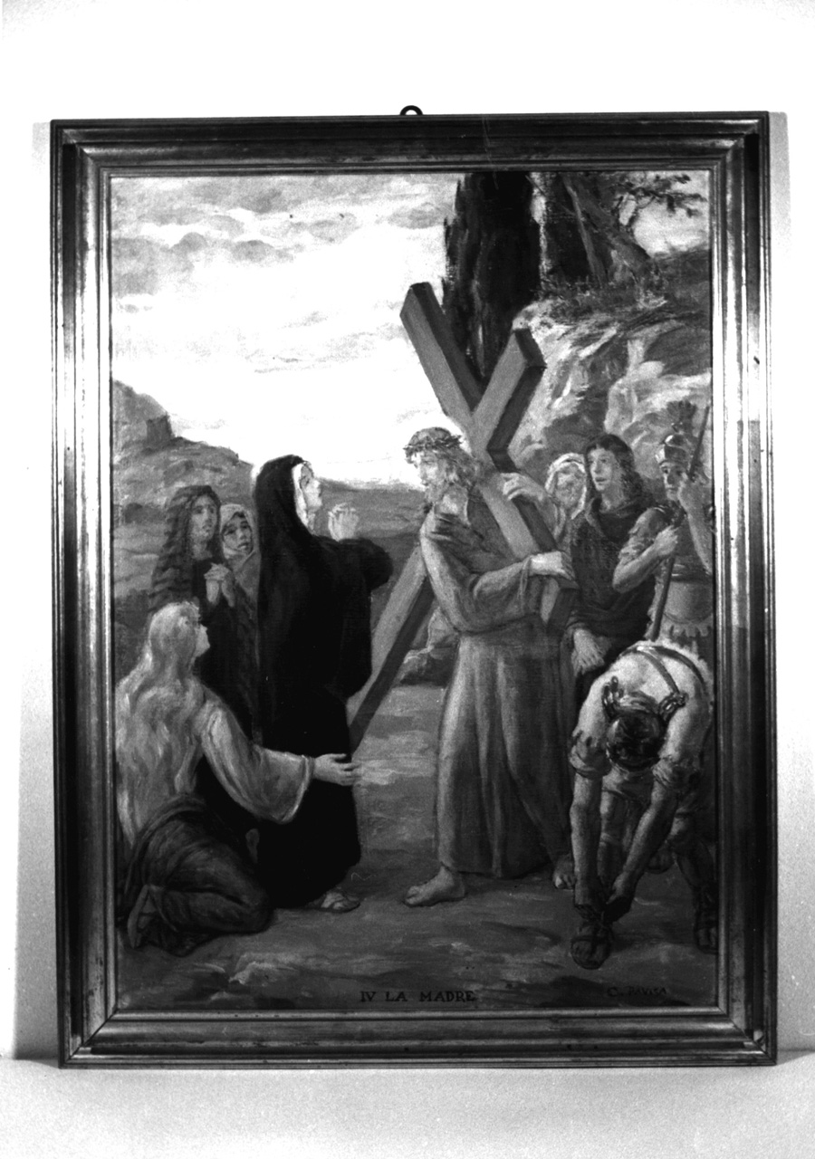 La madre, stazione IV: Gesù incontra la Madonna (dipinto, elemento d'insieme) di Pavisa Ciro (inizio sec. XX)