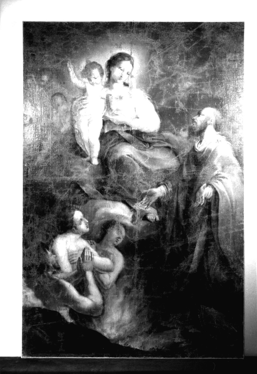 Madonna del suffragio con San Ludovico che intercede per le anime purganti, Madonna che intercede per le anime del purgatorio (dipinto) di Lazzarini Giovanni Andrea (seconda metà sec. XVIII)