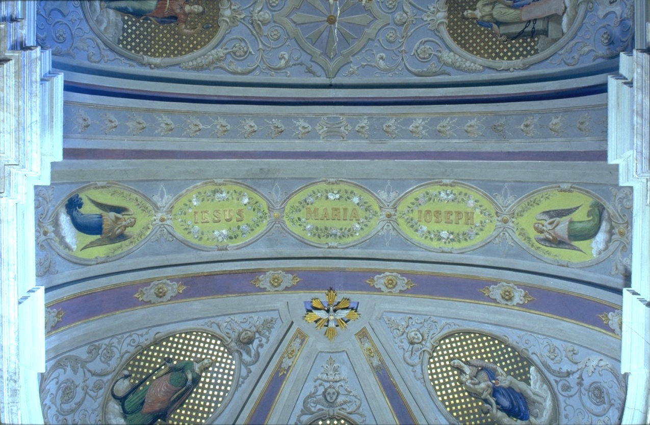Angeli, ghirlande, nomi santi, angeli (dipinto, elemento d'insieme) di Mazzanti (ultimo quarto sec. XIX)