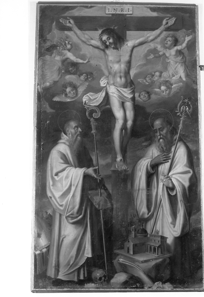crocifissione di Cristo e santi (dipinto) di Pandolfi Giovanni Giacomo (sec. XVII)