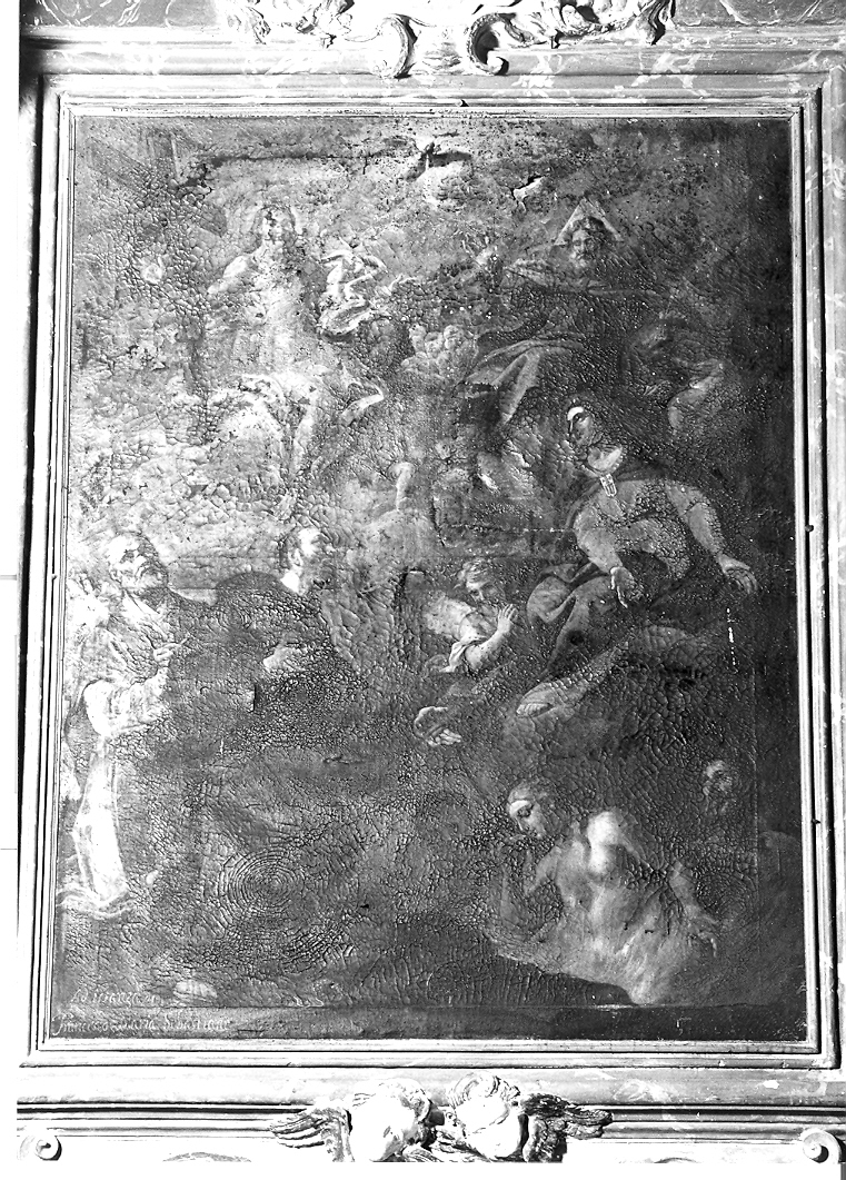 Madonna che intercede per le anime del purgatorio presso la Trinità (dipinto) - ambito bolognese (sec. XVIII)
