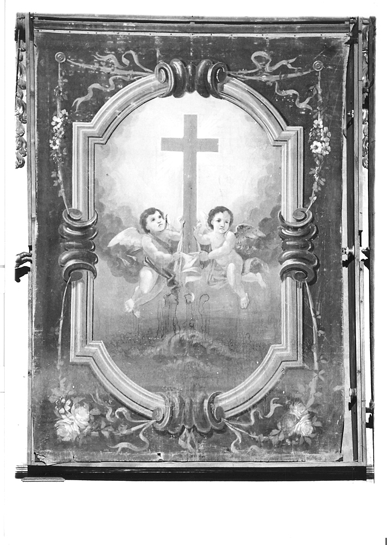 angeli sorreggenti la croce (dipinto) - ambito marchigiano (secc. XIX/ XX)