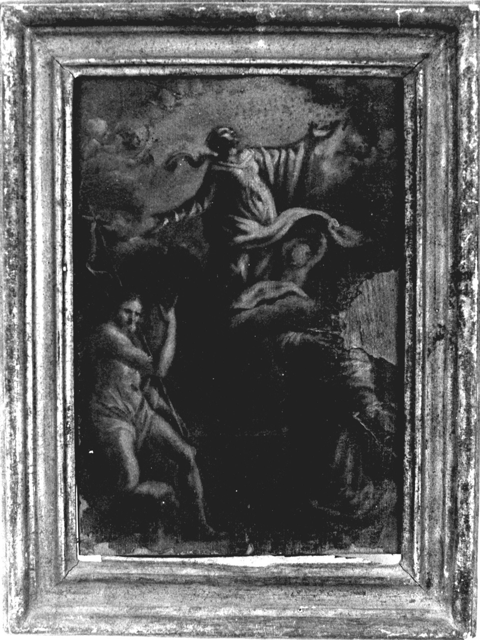 Assunzione della Madonna con i Santi Giovanni Battista e Francesco, assunzione della Madonna (dipinto) di Lazzarini Giovanni Andrea (seconda metà sec. XVIII)