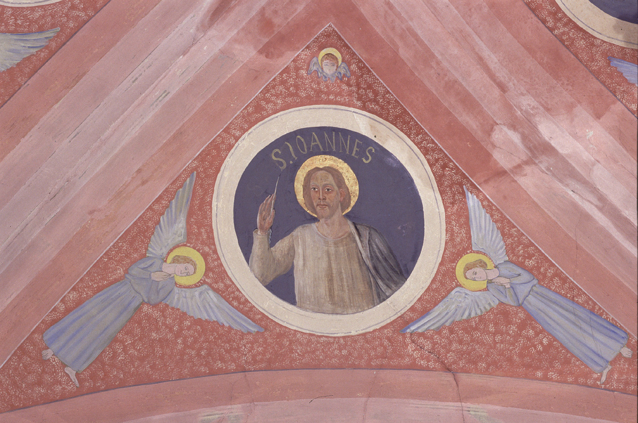 San Giovanni Evangelista (dipinto, elemento d'insieme) di Trainini Vittorio (secondo quarto sec. XX)