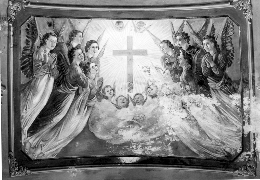 angeli adoranti la croce (dipinto) di Nunzi G (sec. XIX)