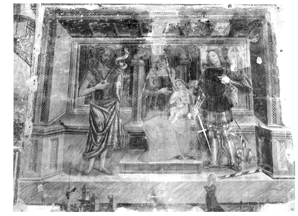 Madonna con Bambino, San Giovanni Battista e San Giorgio (dipinto) - ambito marchigiano (primo quarto sec. XVI)