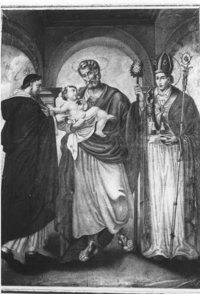 San Giuseppe con Bambino, San Vincenzo Ferreri e San Gennaro (dipinto) - ambito marchigiano (sec. XVIII)