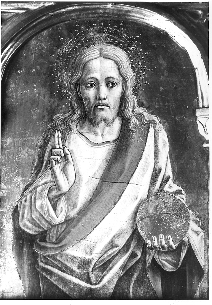 Cristo benedicente (dipinto, elemento d'insieme) di Crivelli Carlo (sec. XV)