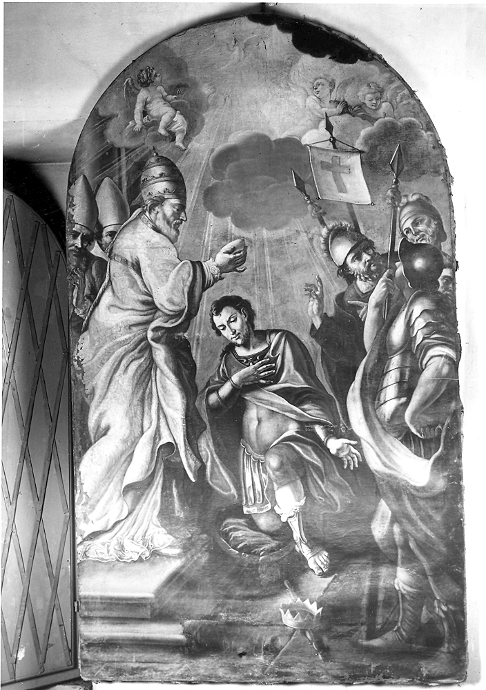 San Silvestro battezza l'imperatore Costantino (dipinto) - ambito marchigiano (sec. XVIII)