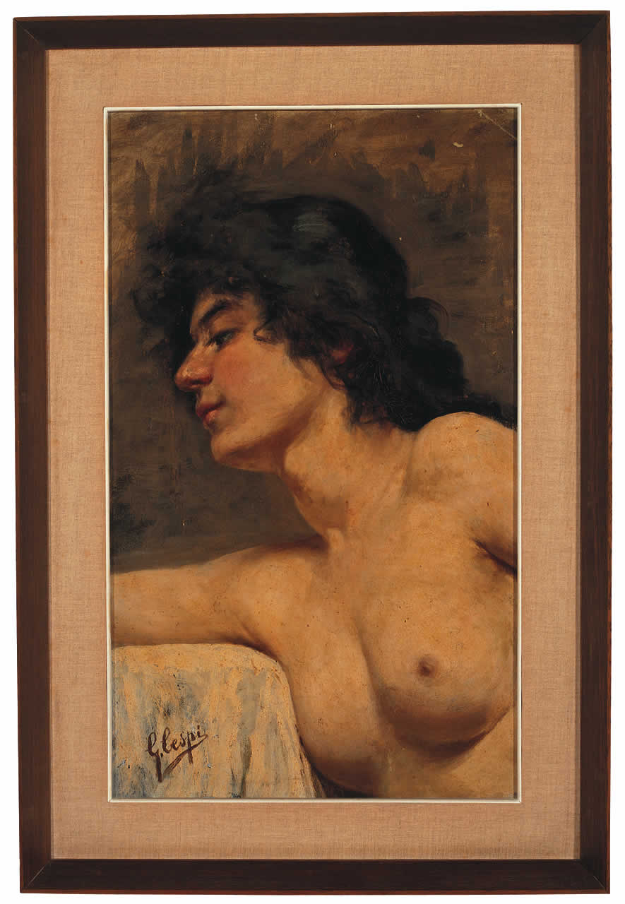 figura femminile nuda (dipinto) di Cespi Giusto (fine/inizio secc. XIX/ XX)