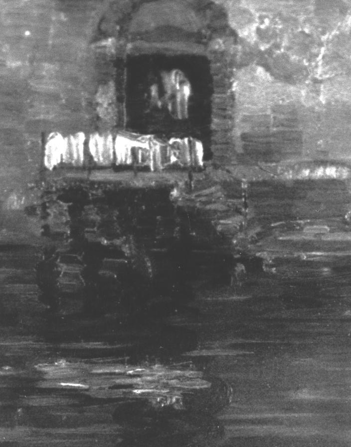Palazzo sull'acqua, veduta di un palazzo (dipinto) di Santi Archimede (sec. XX)