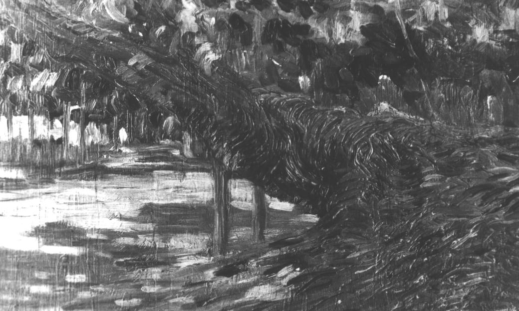 Il tronco, paesaggio con alberi (dipinto) di Santi Archimede (sec. XX)