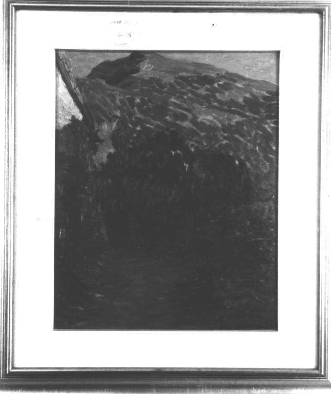 Rifugio, paesaggio montano (dipinto) di Santi Archimede (sec. XX)