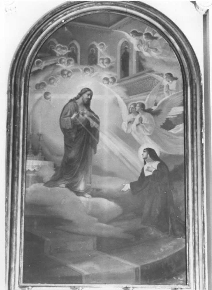 apparizione di Cristo a Santa Margherita (dipinto) di Monti Virgo (sec. XX)