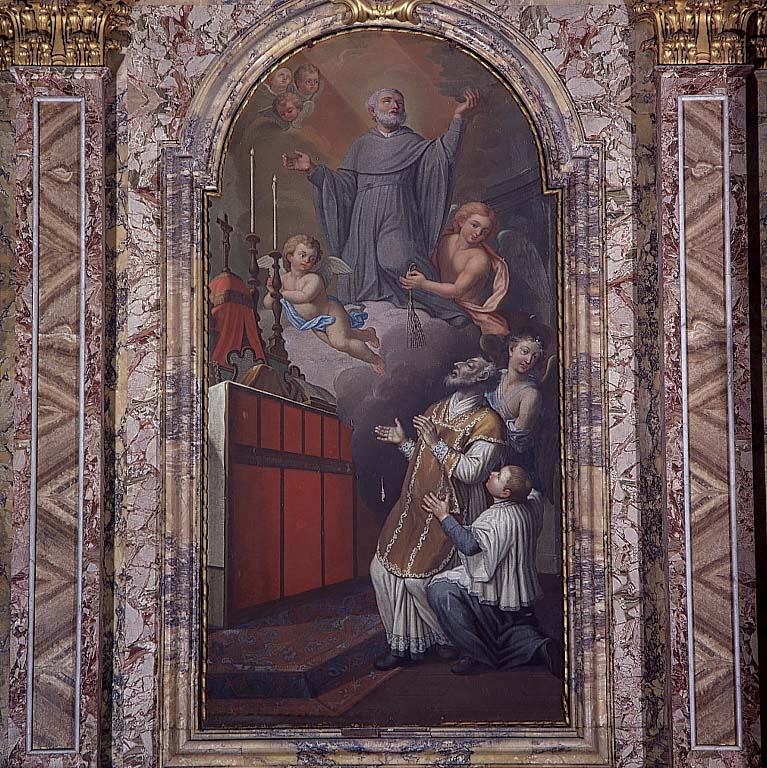 estasi di un santo durante la messa (dipinto) - ambito marchigiano (seconda metà sec. XVIII)