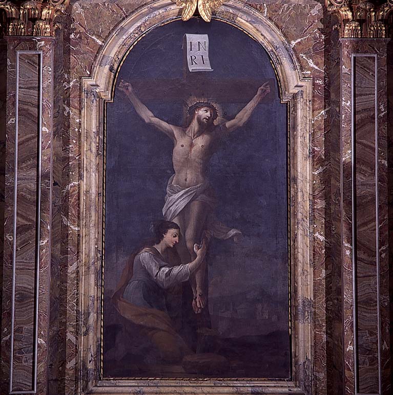 Cristo crocifisso con Maria Maddalena (dipinto) - ambito marchigiano (seconda metà sec. XVIII)