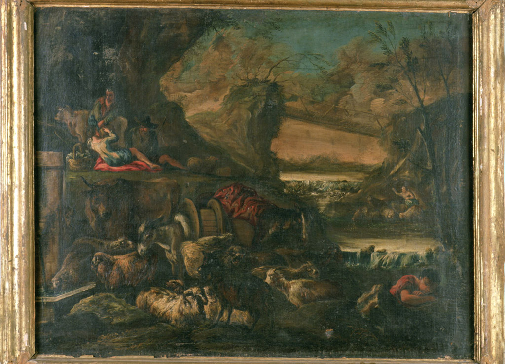 paesaggio con armenti (dipinto) - ambito Italia centrale (seconda metà sec. XVII)