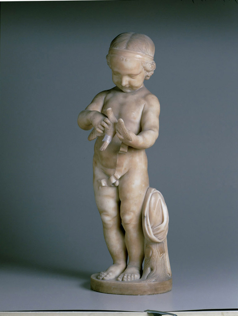 fanciullo con colomba in mano (scultura) - ambito francese (metà sec. XIX)