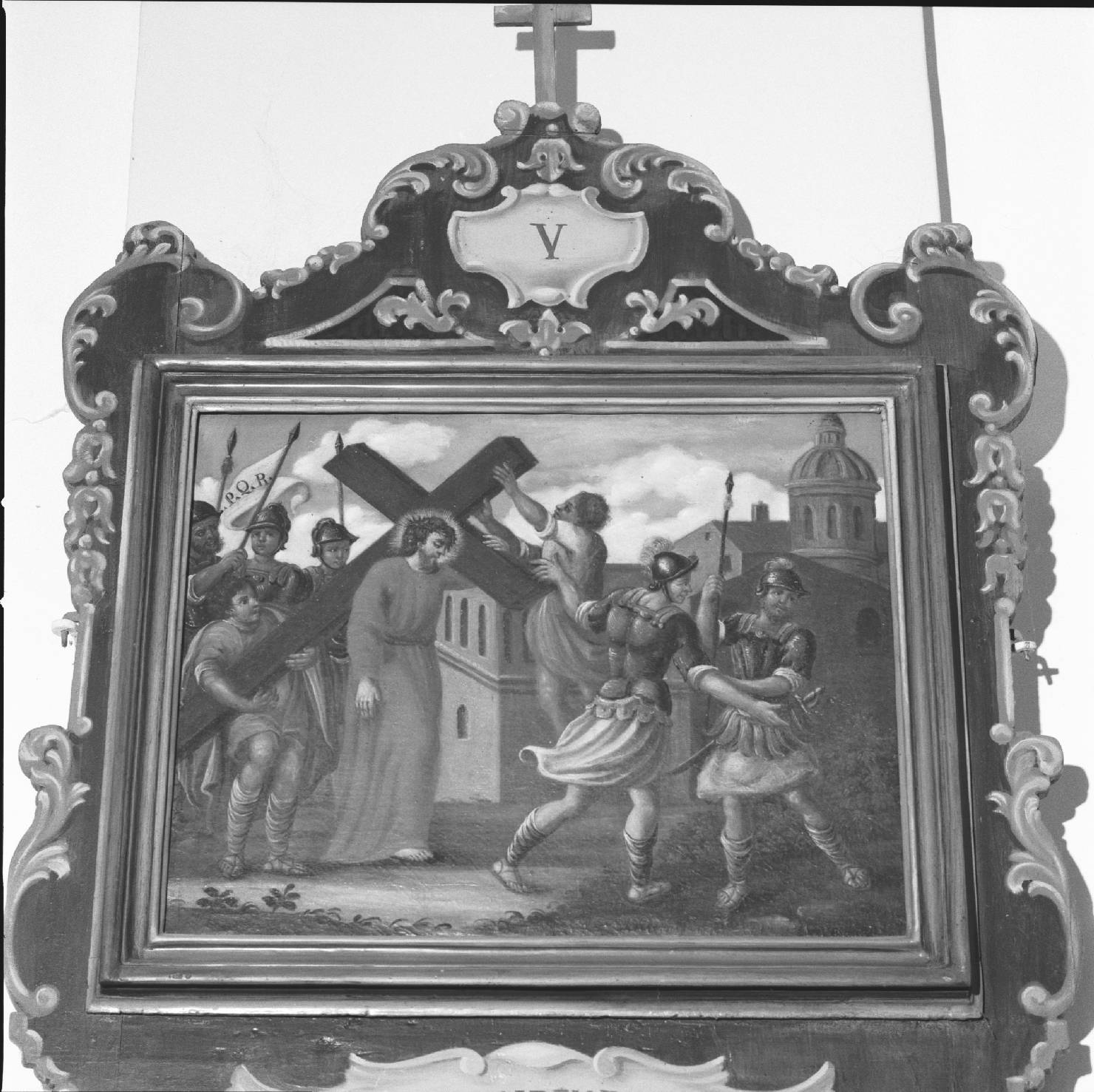 stazione V: Gesù aiutato da Simone il Cireneo a portare la croce (Via Crucis, ciclo) - ambito marchigiano (seconda metà sec. XVIII)