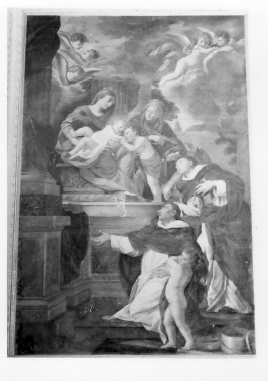 Madonna con Bambino con Sant'Anna, San Gioacchino, San Giacinto e San Vincenzo Ferrer (dipinto) - ambito marchigiano (sec. XVII)