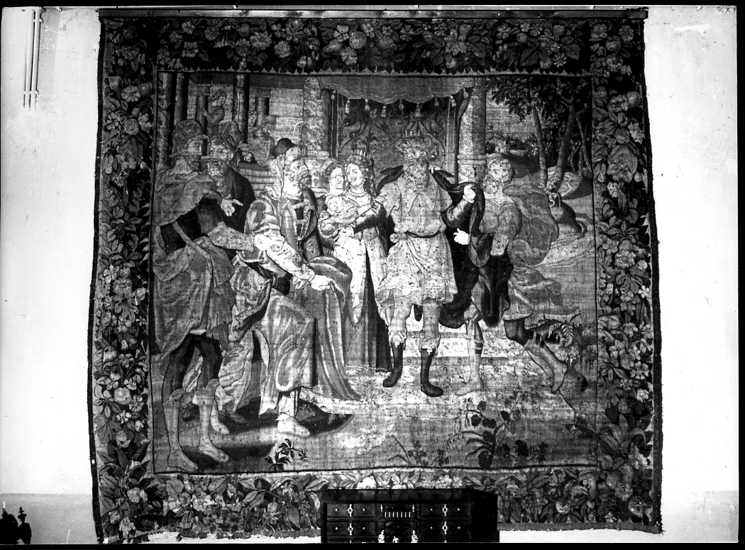 sovrano e la sua corte (arazzo) - bottega fiamminga (sec. XVII)