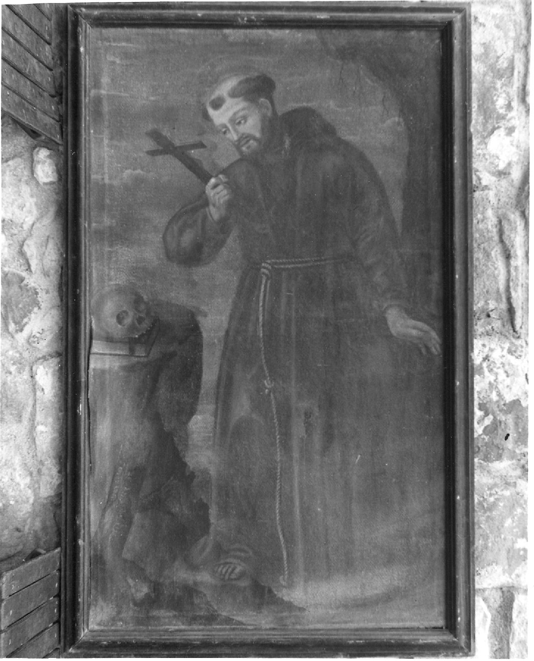 San Francesco d'Assisi in preghiera davanti alla croce (dipinto) - ambito marchigiano (metà sec. XIX)