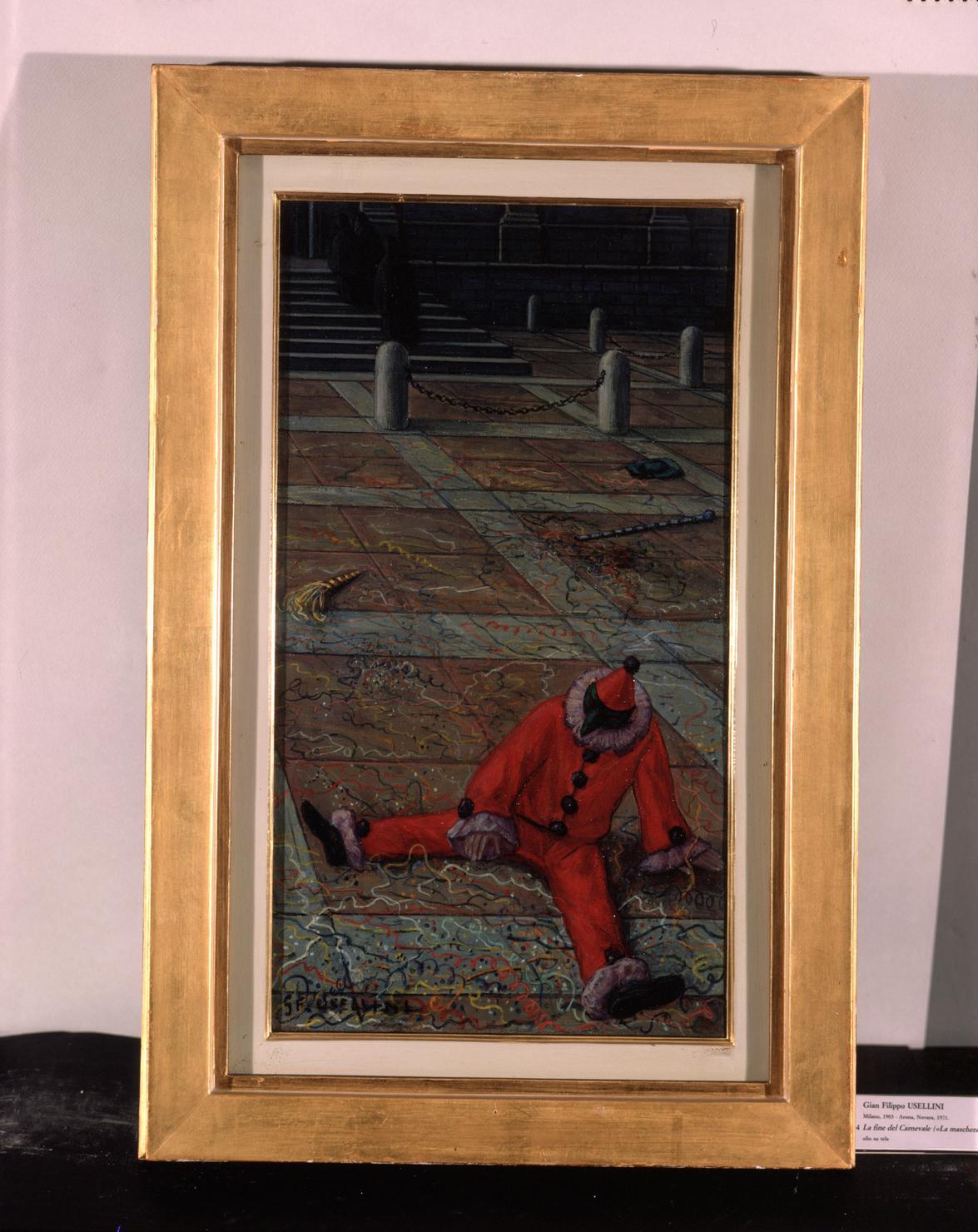 La maschera rossa, scena cavalleresca (dipinto) di Usellini Gianfilippo (sec. XX)