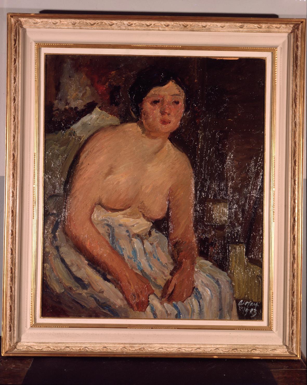figura femminile seduta (dipinto) di Carpi De Resmini Aldo (sec. XX)