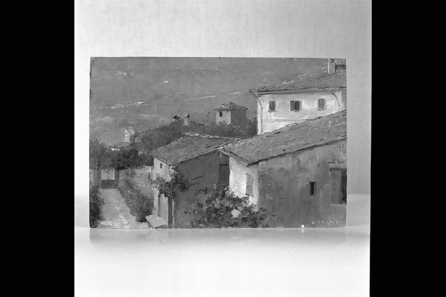 Borgunto presso Fiesole dalla Villa Sandrini, veduta di Borgunto (dipinto) di Baynes Gualtiero (sec. XX)