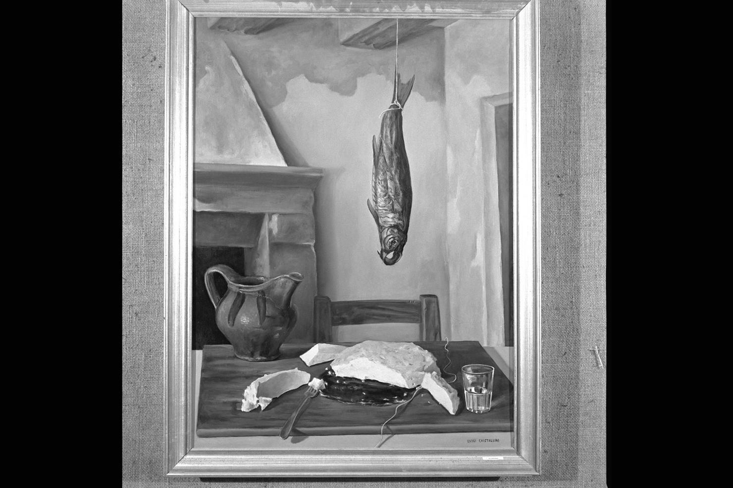 Quaresima, natura morta con pesce (dipinto) di Cristallini Luigi (sec. XX)
