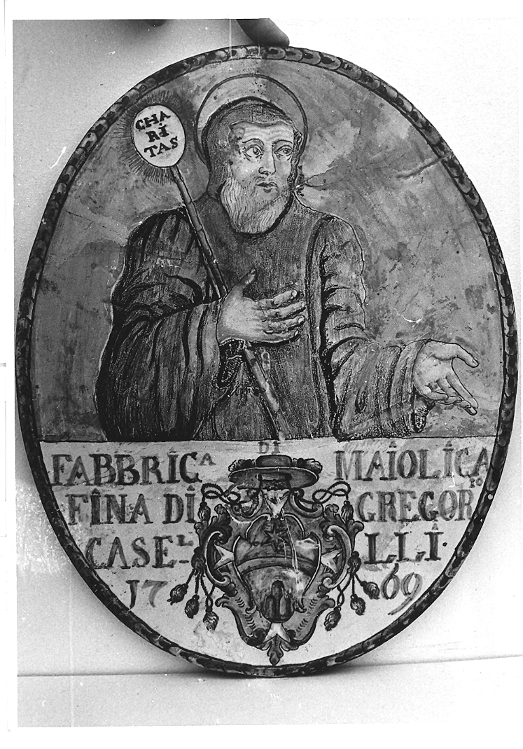 San Francesco di Paola (lastra) - bottega derutese (sec. XVIII)