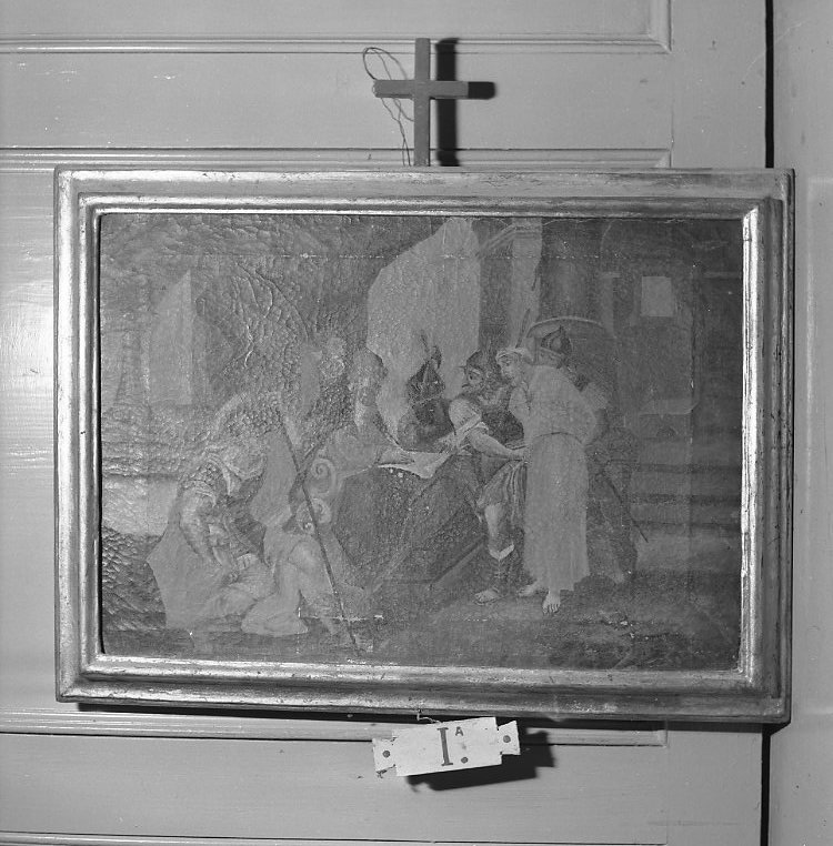 stazione I: Gesù condannato a morte (Via Crucis, elemento d'insieme) di Trajani Giuseppe (attribuito) (fine sec. XVIII)