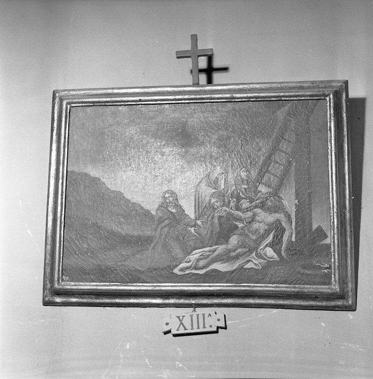 stazione XIII: Gesù deposto dalla croce (Via Crucis, elemento d'insieme) di Trajani Giuseppe (attribuito) (fine sec. XVIII)