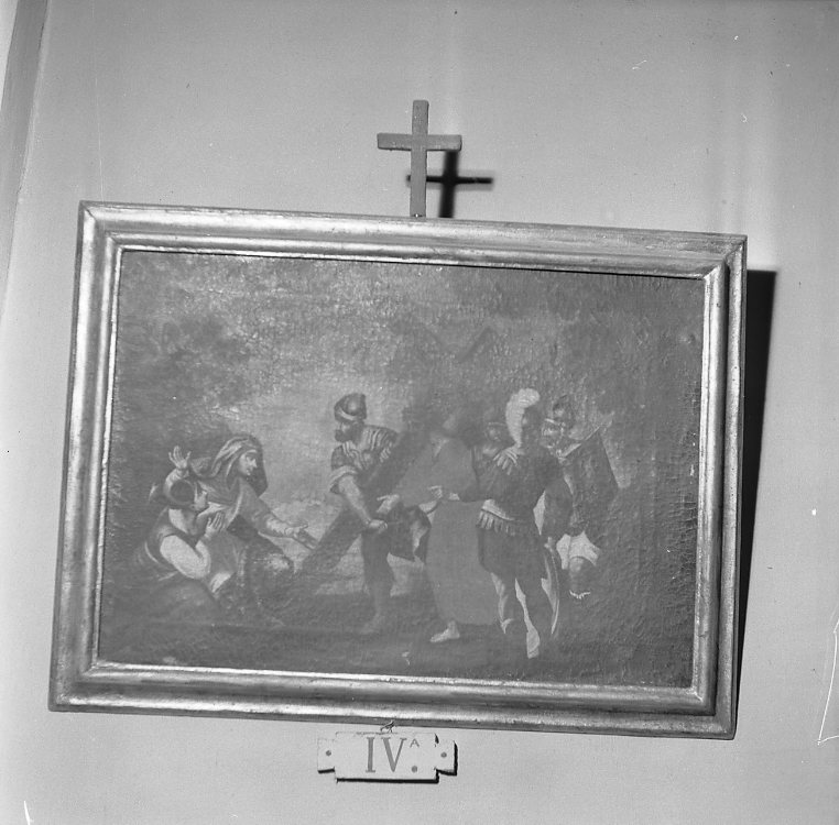 stazione IV: Gesù incontra la Madonna (Via Crucis, elemento d'insieme) di Trajani Giuseppe (attribuito) (fine sec. XVIII)