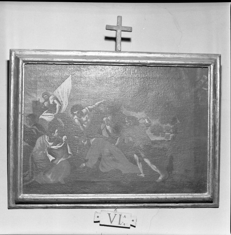 stazione VI: Gesù asciugato dalla Veronica (Via Crucis, elemento d'insieme) di Trajani Giuseppe (attribuito) (fine sec. XVIII)