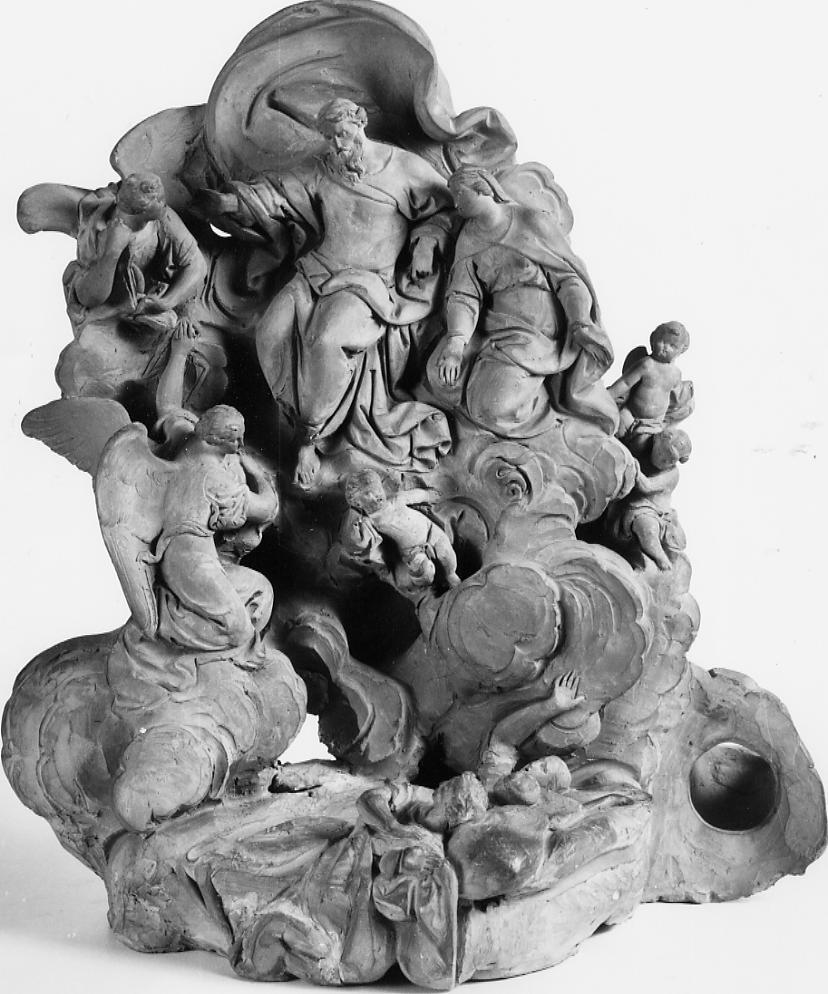 Madonna che intercede per le anime del purgatorio preso la Trinità (gruppo scultoreo) di Paci Emidio (sec. XIX)