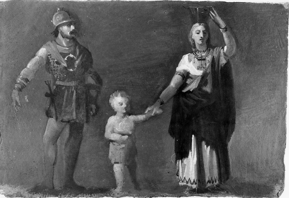 Famiglia picena, famiglia in costume tradizionale piceno (dipinto) di Gabrielli Giulio (ultimo quarto sec. XIX)