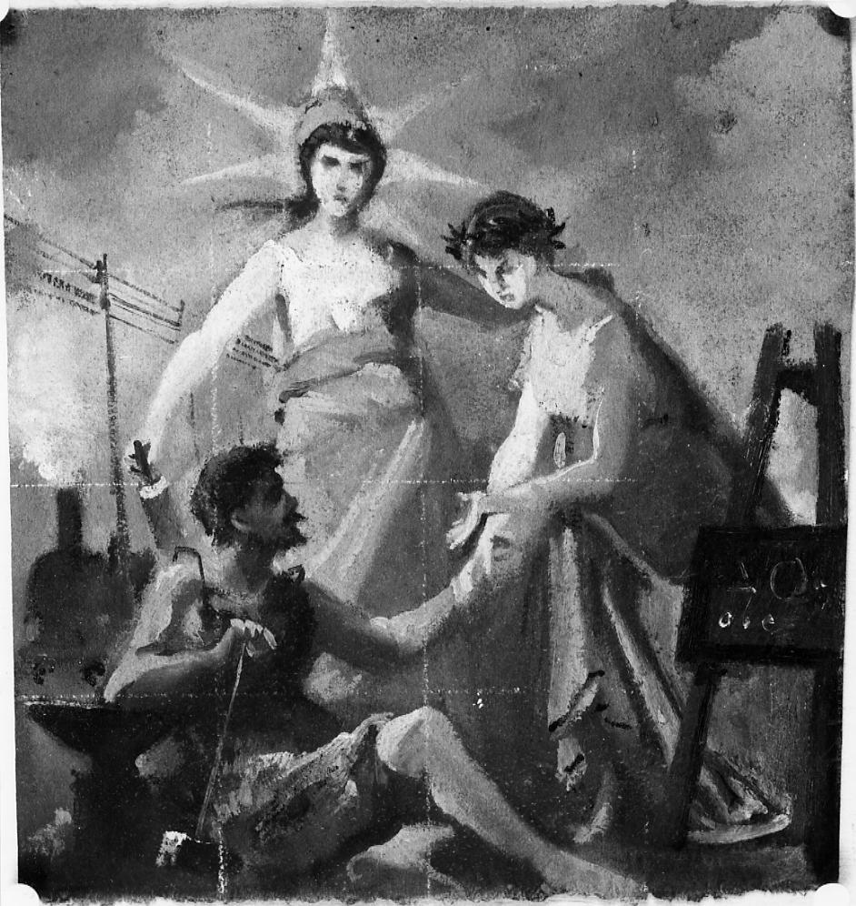 Allegoria, allegoria del Progresso (dipinto) di Gabrielli Giulio (ultimo quarto sec. XIX)