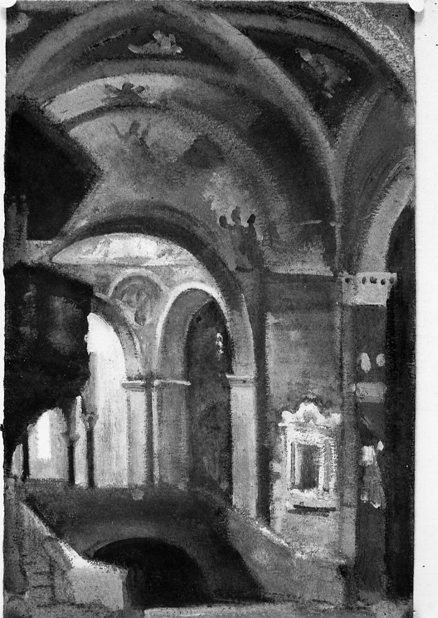 tribuna del Duomo, interno del Duomo di Ascoli Piceno (dipinto) di Gabrielli Giulio (ultimo quarto sec. XIX)