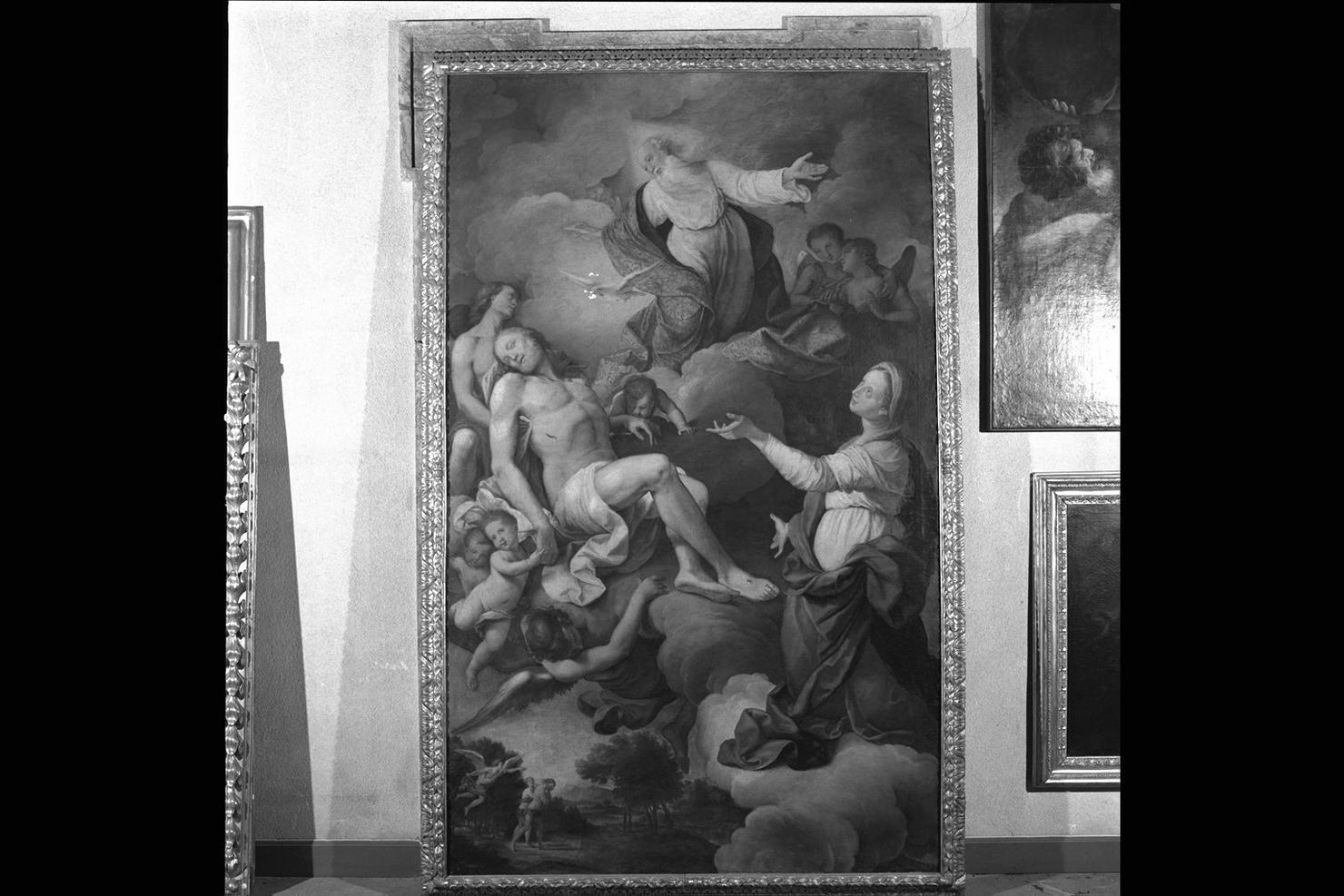 Madonna Assunta contempla la Trinità (dipinto) di Lazzarini Giovanni Andrea (sec. XVIII)