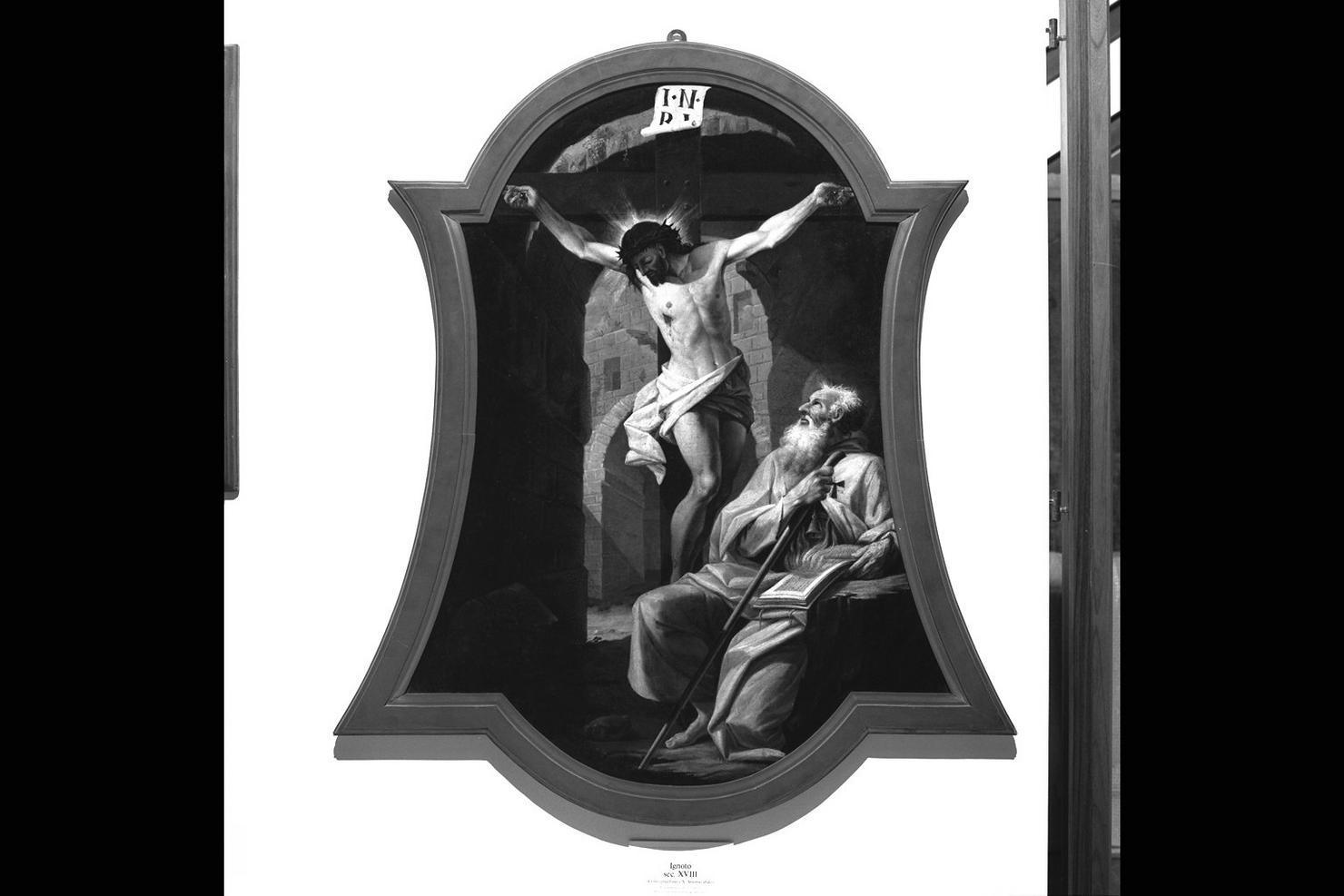 Sant'Antonio Abate contempla il crocifisso, Sant'Antonio Abate (dipinto) - ambito marchigiano (sec. XVIII)