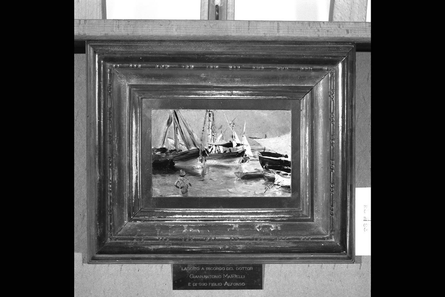 marina con barche (dipinto) di Vinea Francesco (seconda metà sec. XIX)