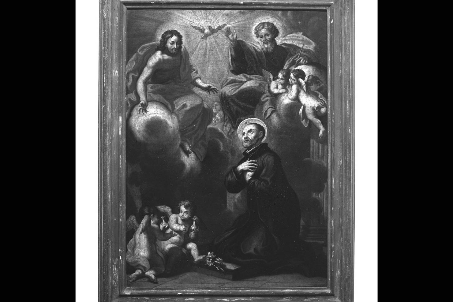 San Filippo Neri adora la Santissima Trinità, San Filippo Neri ispirato dallo Spirito Santo (dipinto) - ambito romano (sec. XVII)