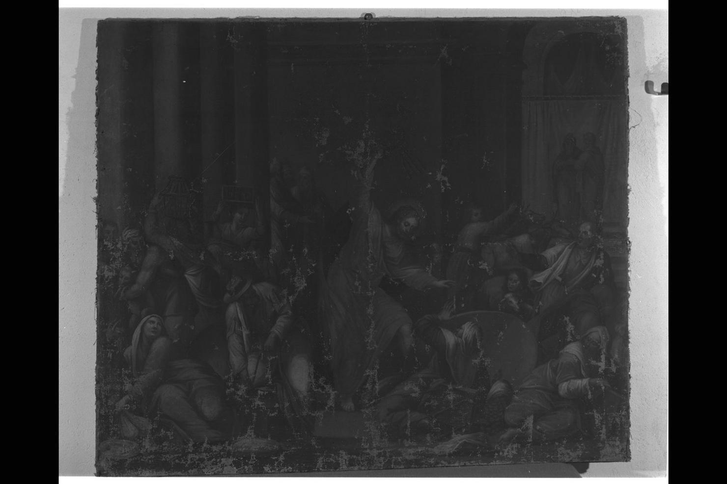 Cristo caccia i mercanti dal tempio (dipinto) - ambito italiano (sec. XVII)